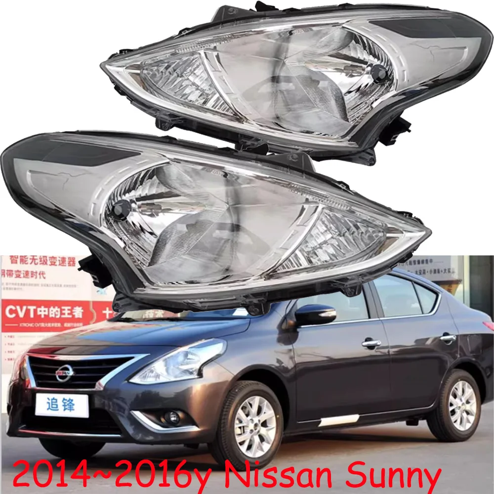 1pcs car accessories bupmer almera head light for Nissan Sunny headlight 2014~2016y daytime light Sunny fog lamp