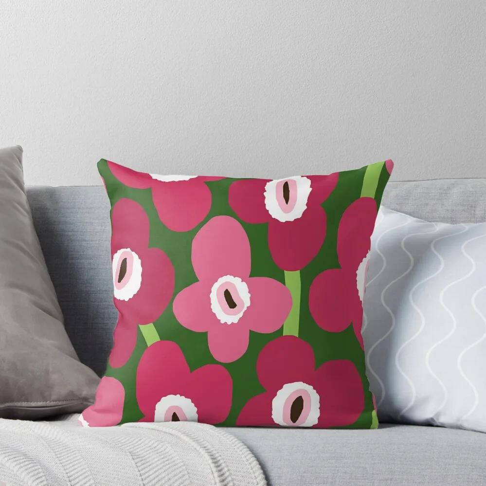 

Iconic Retro Scandinavian Flowers in Pink and Green Throw Pillow Elastic Cover For Sofa Ornamental Pillow pillow