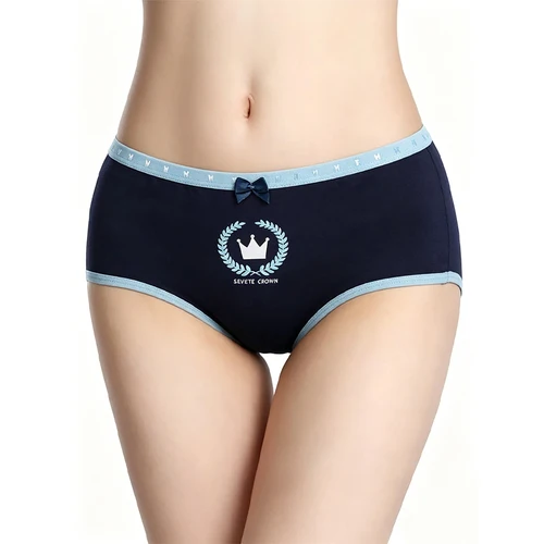 Imagen 2 del producto 1 Pieza Nueva Ropa Interior de Algodón para Mujer, Bragas Sin Costuras, Sexy, con Estampado de Dibujos Animados, Lazo, Tallas Grandes, Lencería para Chicas