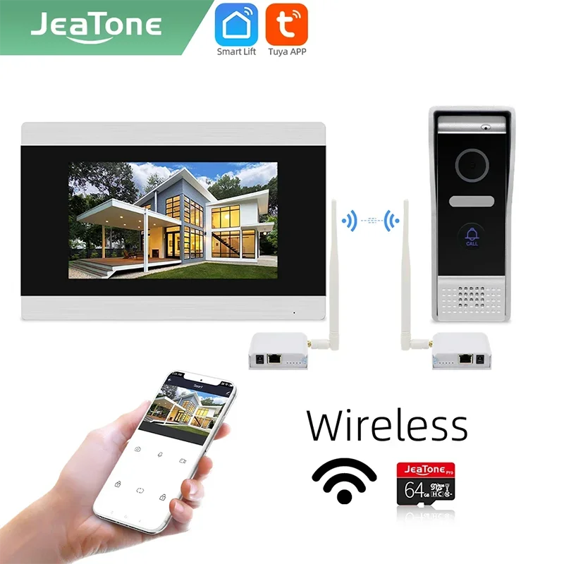 Jeatone Tuya 7 Inch Video Door Phone Intercom Doorbell Wireless WiFi Smart Home Eye Door Camera For Remote Access Control System