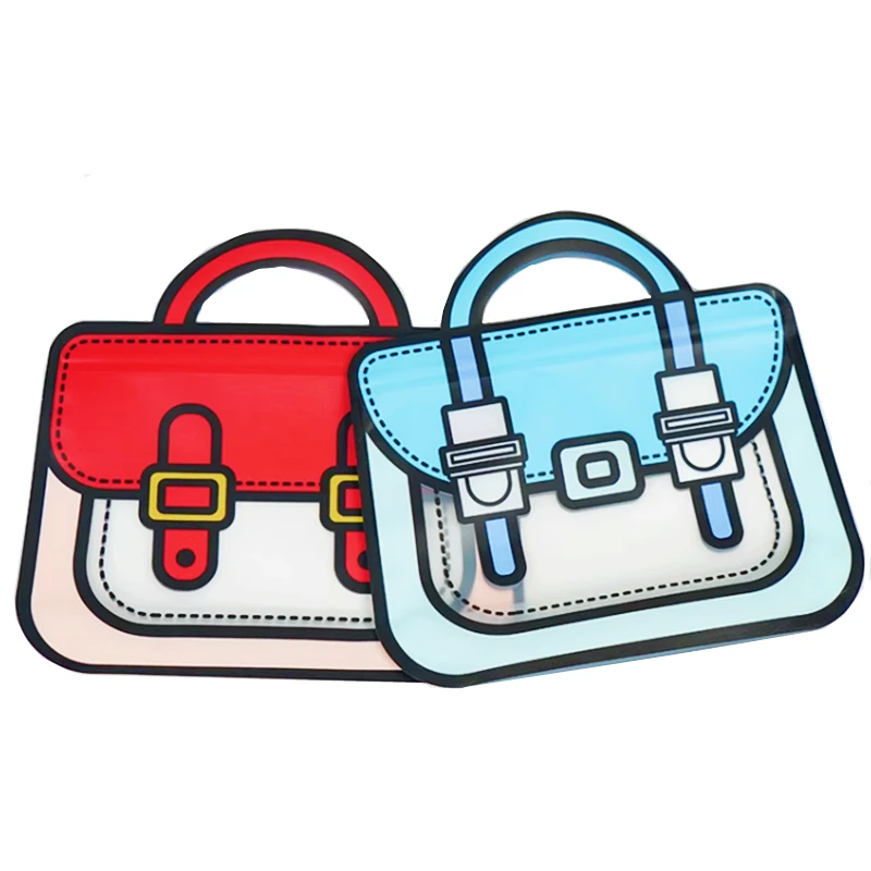 Red/Blue Schoolbag Shape Candy Bags Cute Cartoon Frosted Plastic Zipper Snack Gift Bag Packing Kids Birthdays Party Decoration
