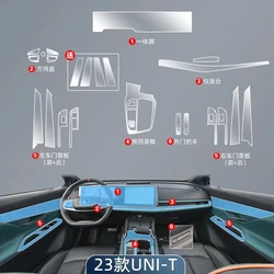 Changan UNIT UNI-T 2023-2024 TPU 투명 보호 필름 자동차 인테리어 스티커 기어 패널 네비게이터 도어 Windows 액세서리