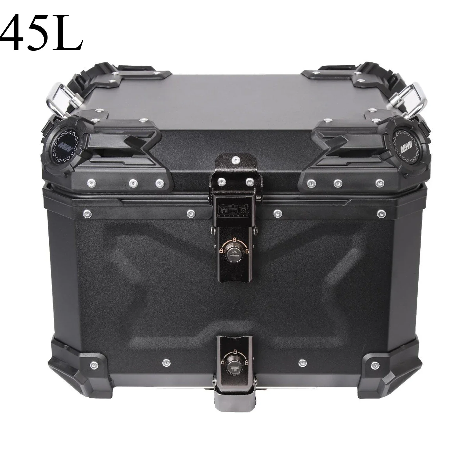 Universal 45L Motorcycle Rear Box Aluminium Tail Box Carrier Tool Case Waterproof Motorbike Trunk Helmet Box With Bracket Base