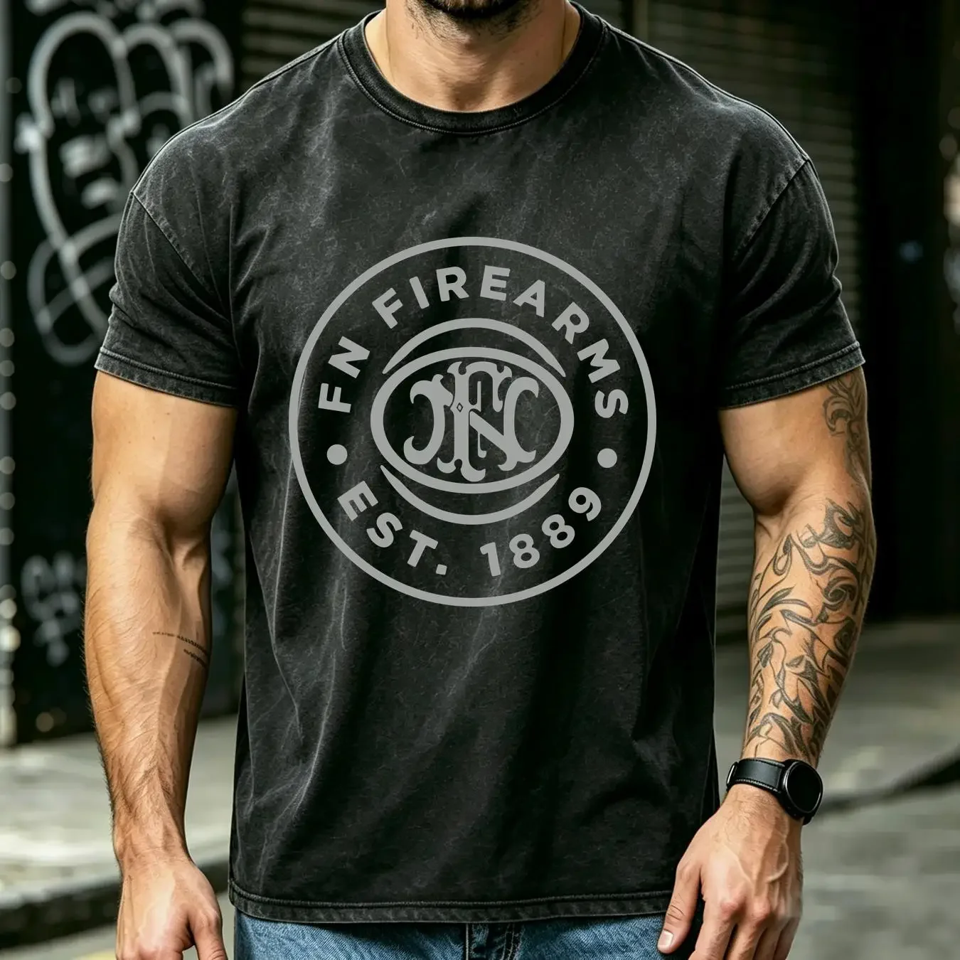 washed T Shirt Hot Sale Pin On Fn Herstal Logo Funny Size S To 5Xl long or short sleeves vintage Washed Unisex Stretched homme