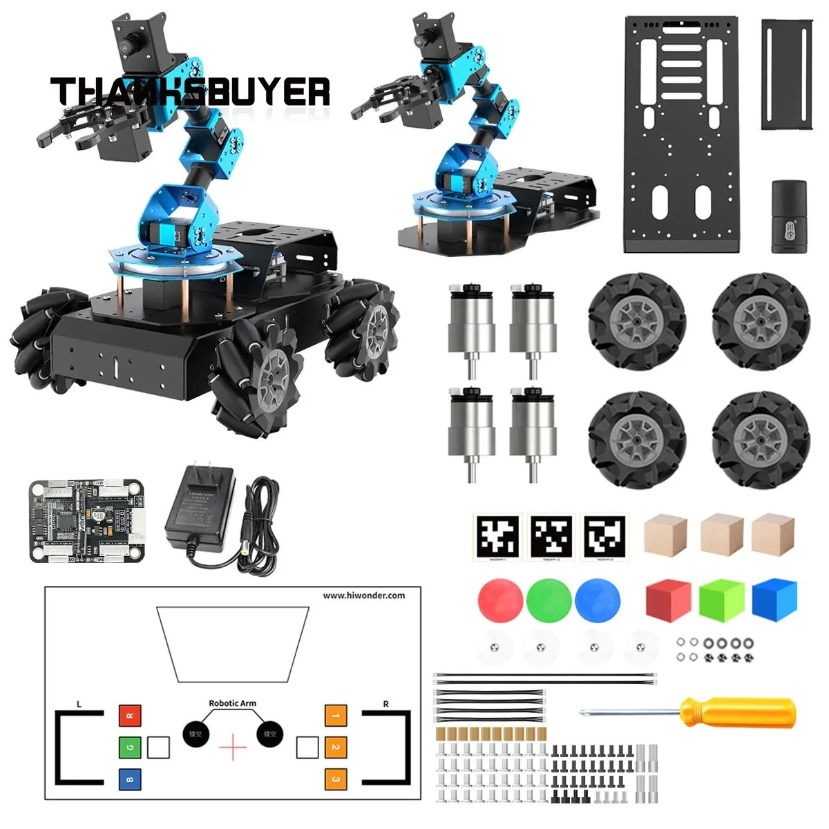 Hiwonder ArmPi Pro Vision Robot Car 5DOF Robot Arm Developer Kit with Board for Raspberry Pi CM4/8G  CM4/4G