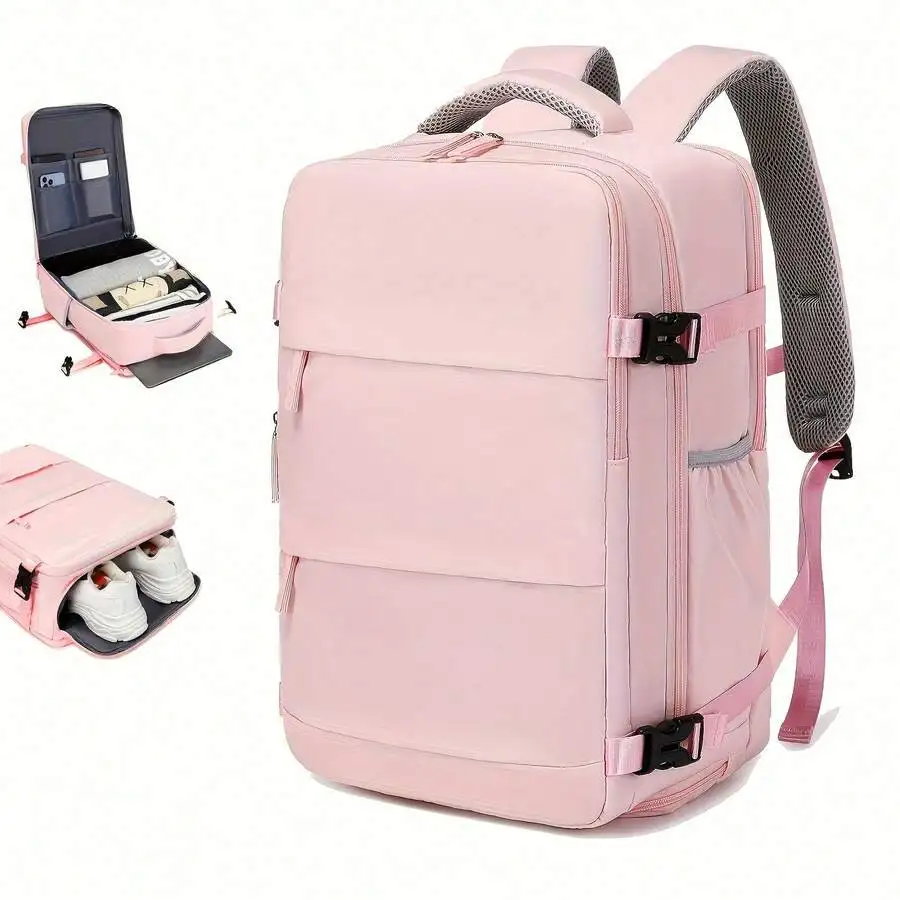 Travel Backpack With Shoe Organizer Compartment, Expandable Duffel Bag, Large Capacity Laptop School Bag