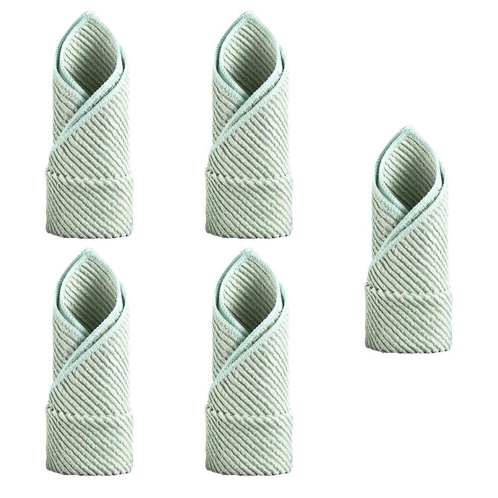 

5 Pcs Microfiber Rags Kitchen Kitchenware Washing Towels Cleaning Cloths Tableware Useful Dishcloths Green