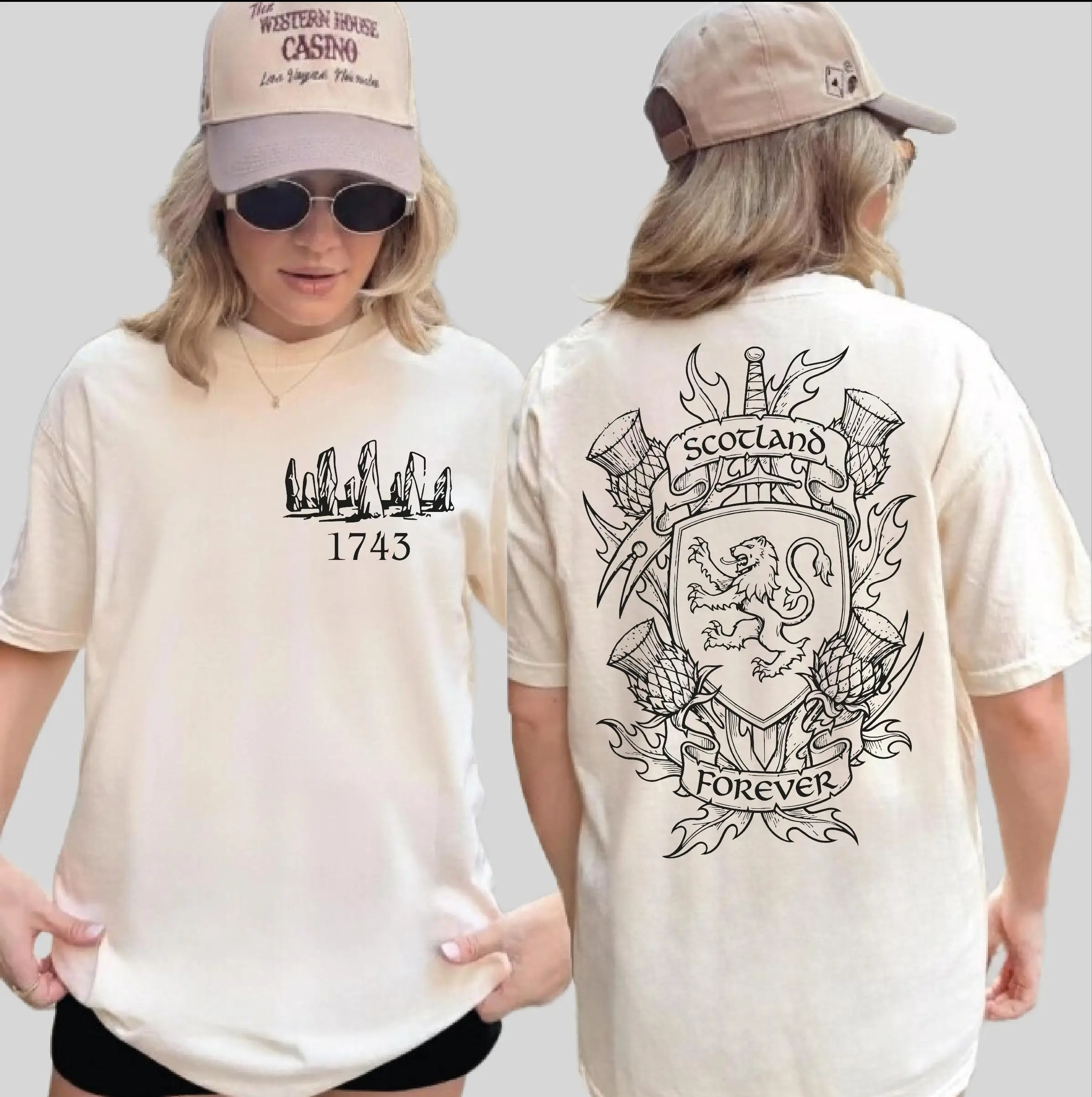 Scotland Forever Shirt, 1743 Standing Stones Tee, Celtic Crest Top