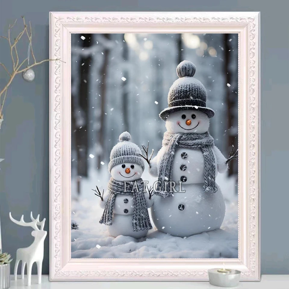 5D Diamond Painting Christmas Series Diamond Mosaic Children's Hobby Snowman Cross Stitch Kit Full Square Picture Decoration B19