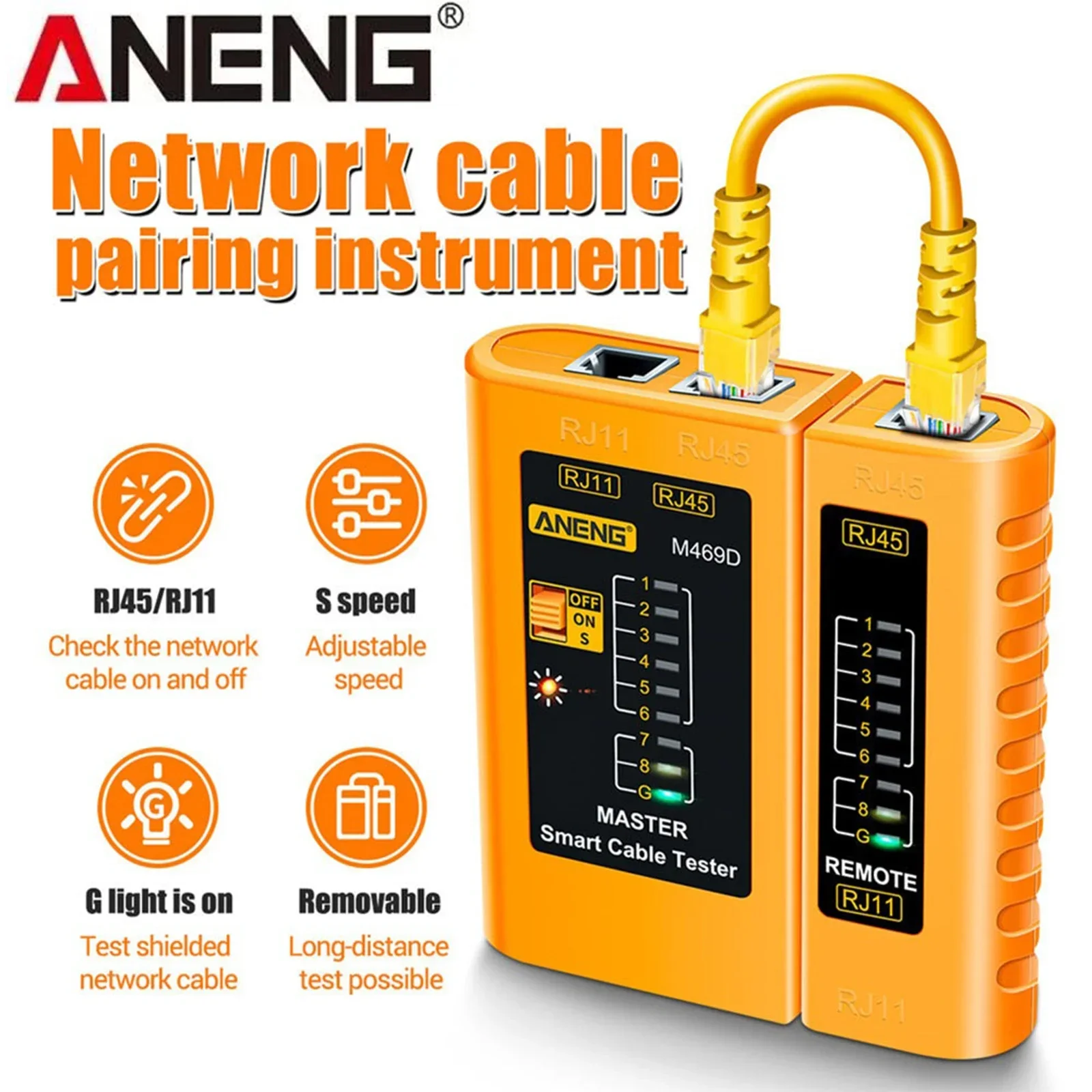 ANENG M469D Cable Lan Tester Network Cable Tester Cable Tester Networking Tool Network Repair Accessories