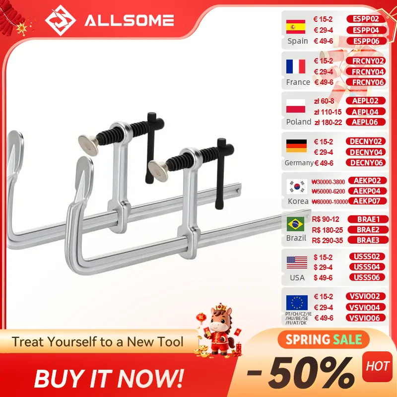 

Allsome 2 шт. легкие зажимы из кованой стали F зажимы 160x60 мм/300x60 мм для сварки, деревообработки, металлообработки, поделок своими руками