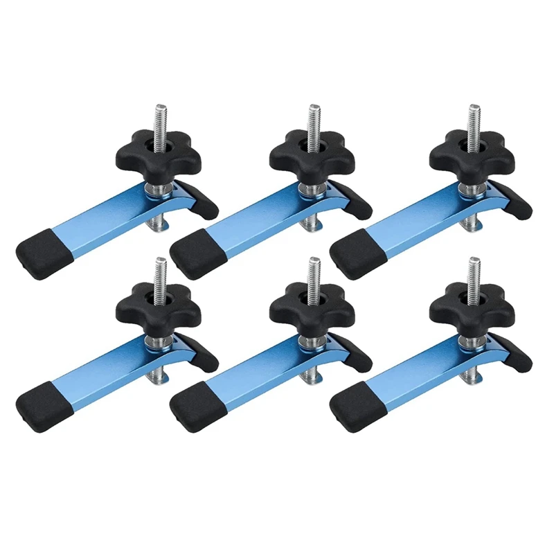 6Pack T-Track Hold Down Clamp With T Bolts & Silder,Aluminum Alloy T Track Clamps For Woodworking