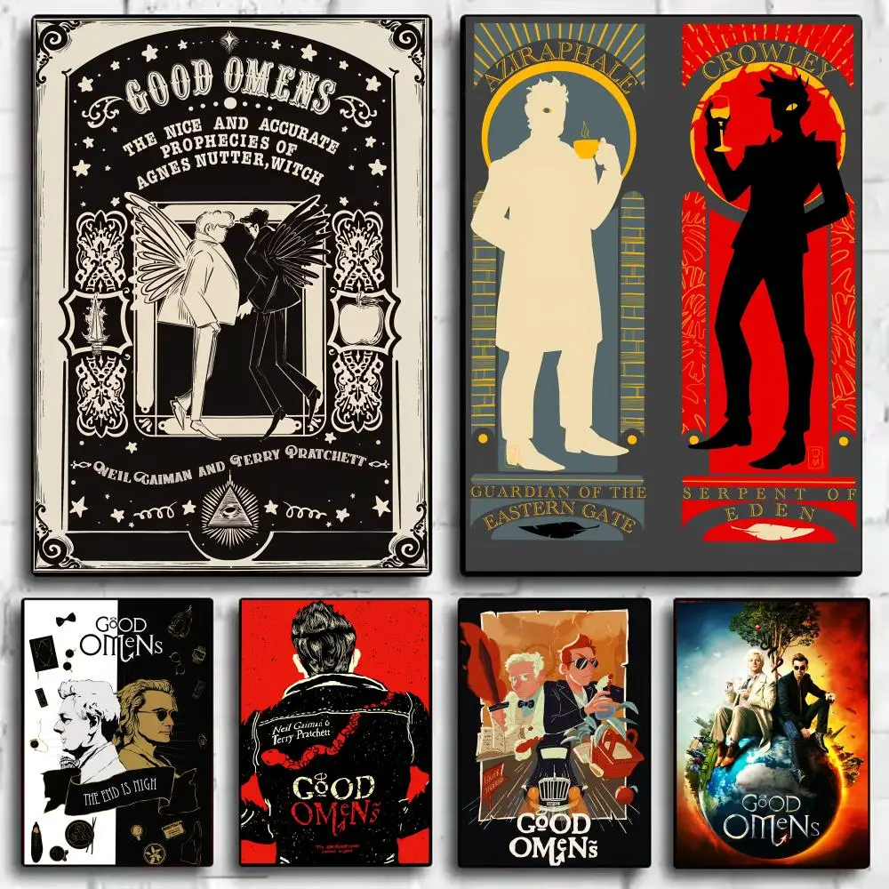 Movie G-Good Omens Poster Trendy Wall Art Good Sticker Printed on PP Paper for Coffee Office Bar Decoration Best Gift