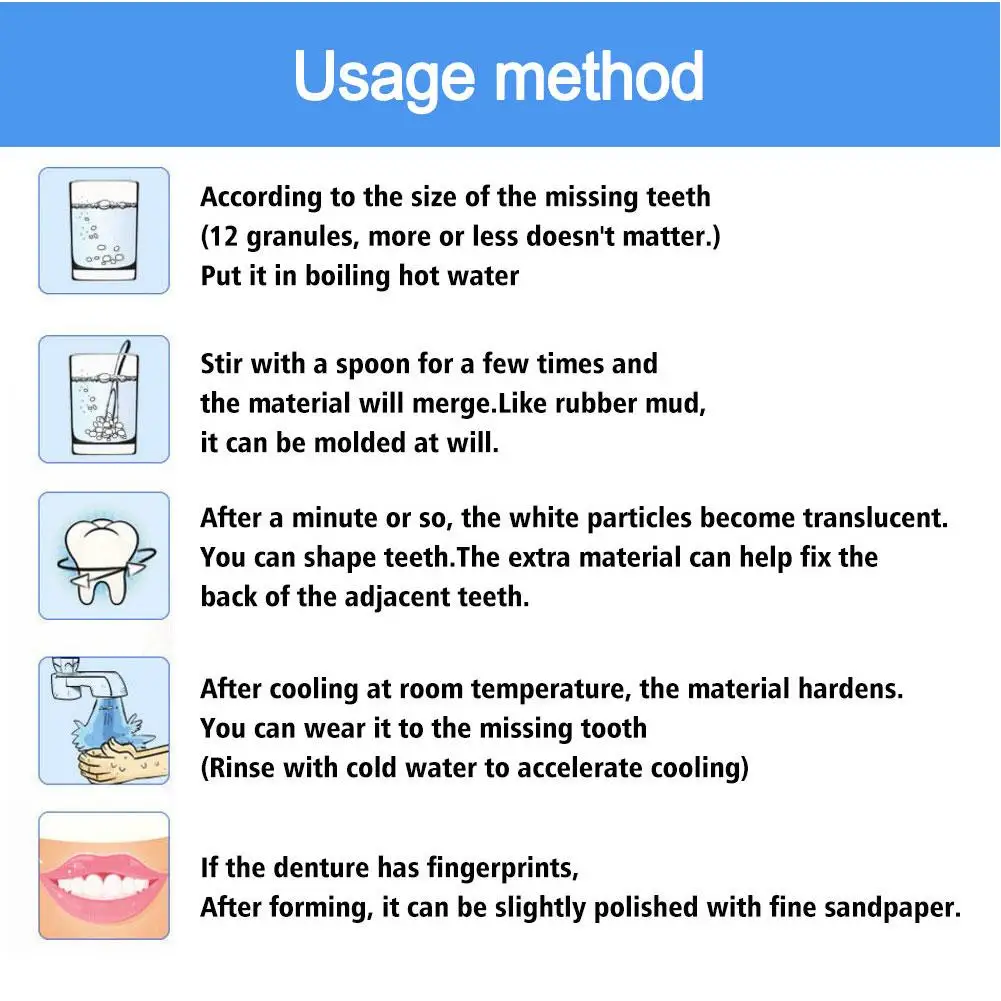 Colla per la riparazione dei denti 30ml per il fissaggio delle sostituzioni dei denti mancanti e rotti Kit di riparazione dentale per denti finti modellabili temporanei