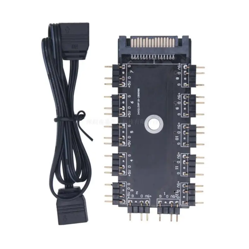 ARGB 5V 3Pin RGB Hub 1 to 11 Ports Splitter SATA IDE Power PC Case Fan LED Light Sync Controller for ASUS MSI Gigabyte ASRock