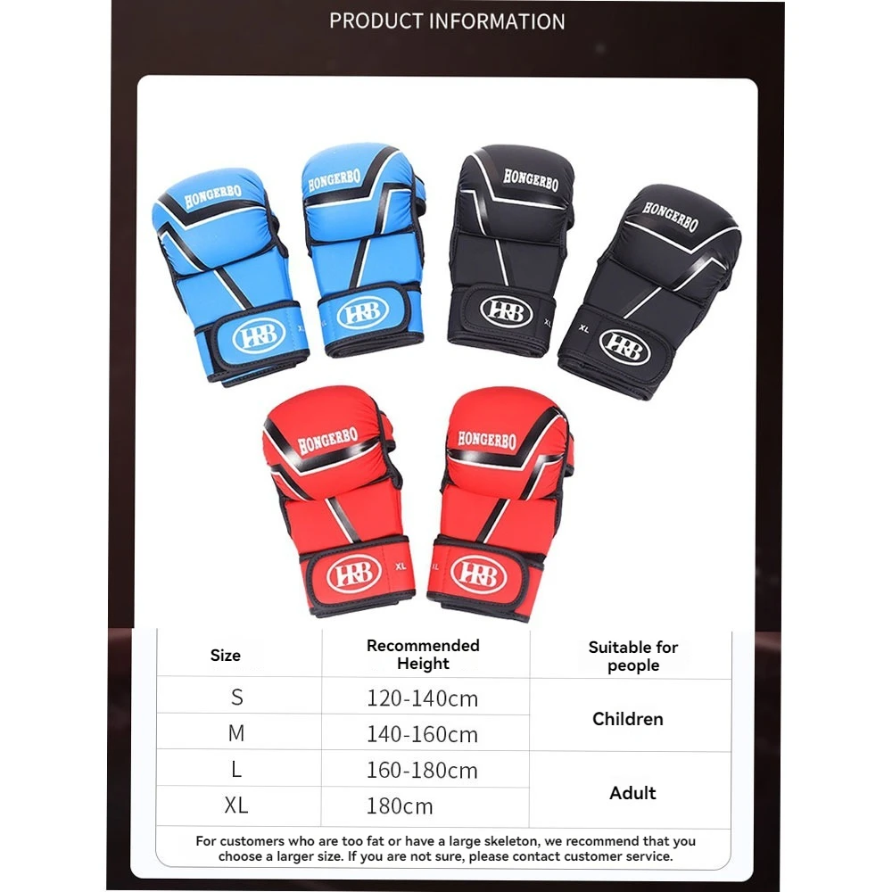 Boxing Gloves Half Finger Gloves Adult Mma Sanda Fighting Finger Finger Gloves Children'S Breathable Sandbag Fist Gloves