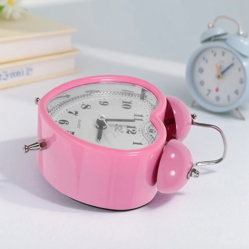 

Super Loud Heart Shape Alarm Clock Twin Bell Non-Ticking Silent Big Number Nightlight For Heavy Sleepers Hard Hearing