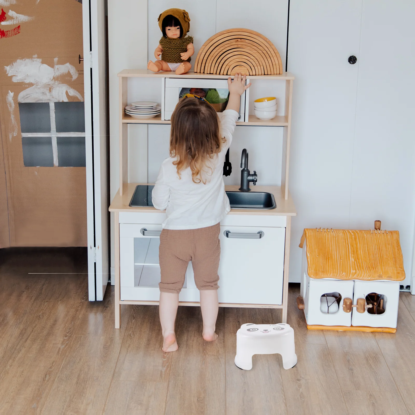 Taburete de plástico de dibujos animados para niños, taburetes de baño, pies gruesos, asiento de inodoro para niños pequeños, forro plegable