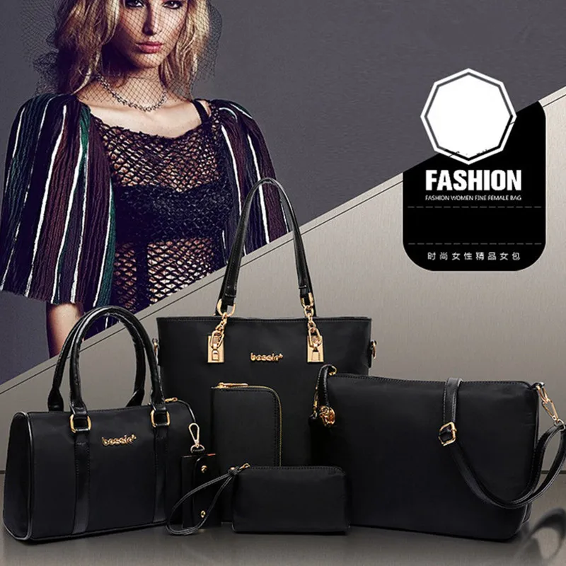 Fashion Oxford Women Handbags 6 Piece Set Shoulder Crossbody Bag Purse Wallet Women Envelope Messenger Bags Female Composite Bag