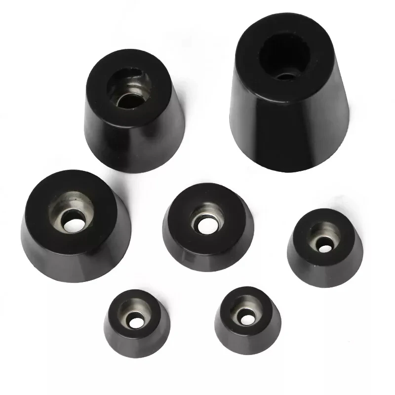 Black Rubber Furniture Leg Caps With Metal Washers Anti-Slip Anti-Scratch Floor Protector Pads