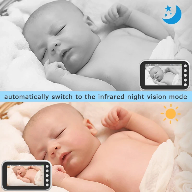 Sem fio Cor Smart Baby Monitor com câmera, Vigilância Nanny Cam, Babyphone eletrônico, Cry Babies Alimentação, Segurança