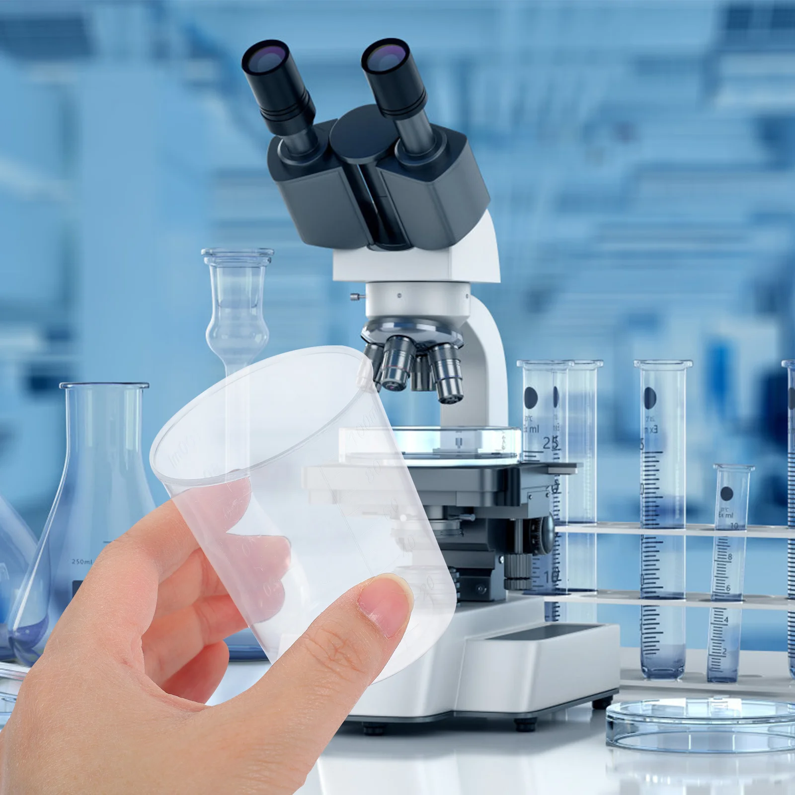 

30Pcs Plastic Measuring Beakers Clear Scale Design Laboratory Measuring Tools Set for Liquid Measurement Education Research