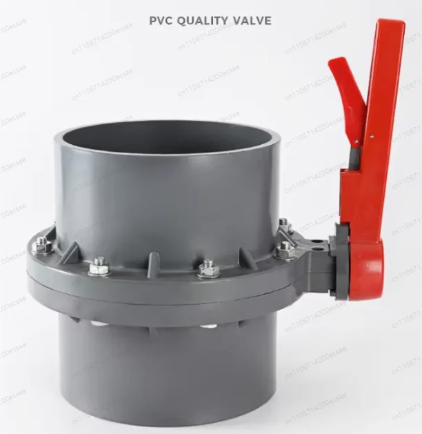 200mm Gray Integrated PVC Butterfly Valve, Plastic Butterfly Valve for Marine Aquaculture & Industrial Use