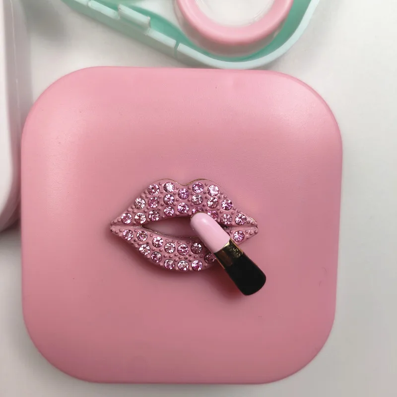 Caixa de lentes de contato portátil, fácil de transportar, espelho, recipiente com pinça, conjunto de sucção, kit de viagem sólido b1