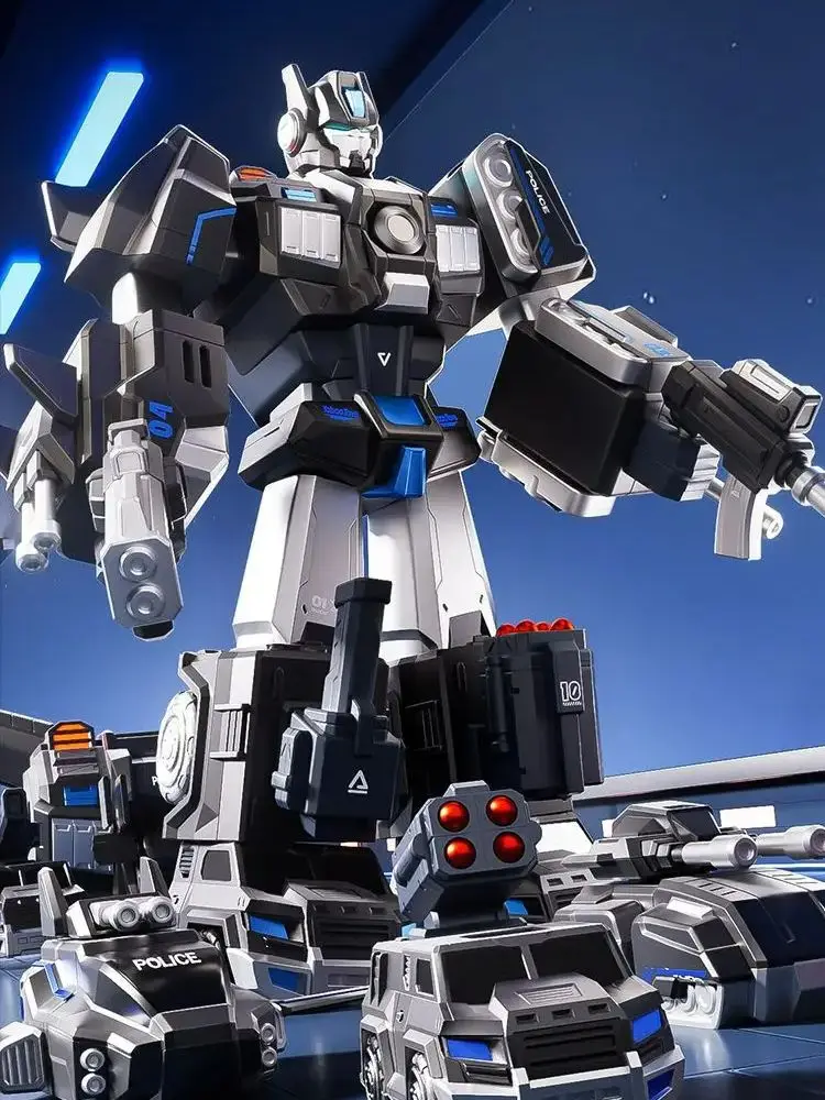 El tanque de juguete transformable militar para niños se puede montar en un modelo de robot.