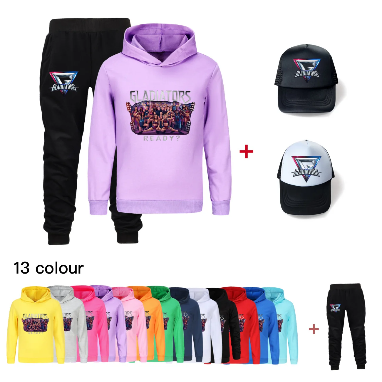 Gladiator Are You Ready Kids Tracksuit 3pcs Set Long Sleeve Hoodies Pants Outfit for Toddler Girls Baby Boys Clothing Autumn