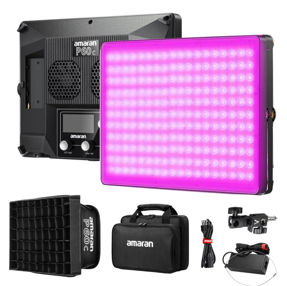 Apu ture Amaran P60c 60W COB LED flat fill light with softbox and gird Remote app control