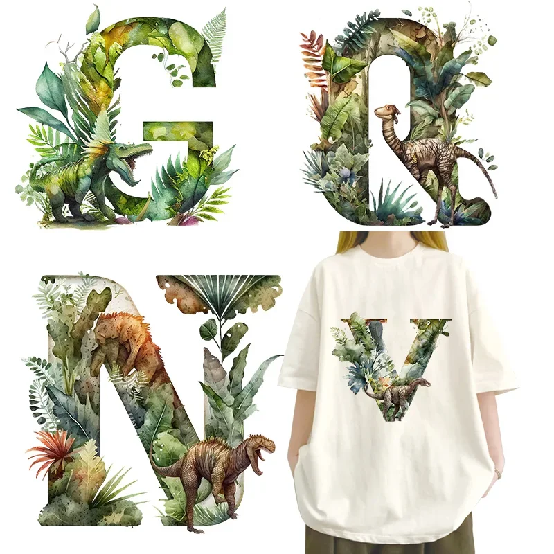 Tropical Plant Dinosaur Letter A-Z Visual Design iron on transfer for clothing dtf transfers ready to press Heat Transfer Printi