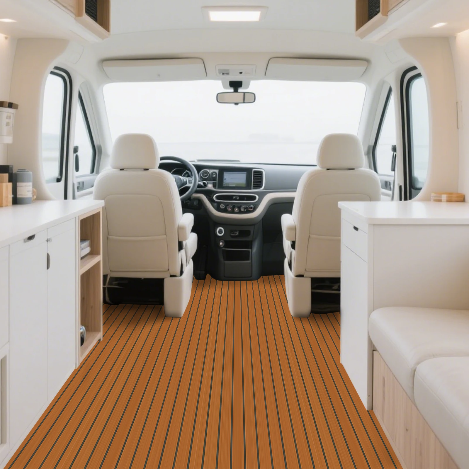 

EVA Foam Marine Flooring Mat Non Slip RV Mat 240x90x0.6cm Waterproof for Boat Deck Camper Trailer Flooring Durable Brown Black