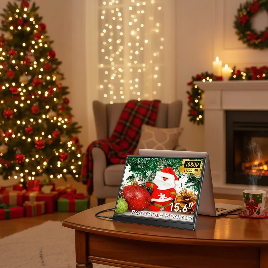 

Портативный дисплей с диагональю 15,6 дюйма — ультратонкий дорожный монитор без рамки 1080P FHD IPS, с подставкой для портативного многофункционального отклона