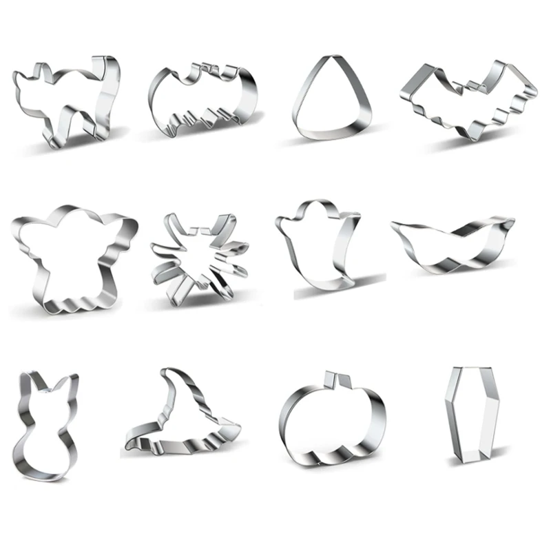 12Pcs Halloween Cookie Cutters Stainless Steel Biscuit Cutter Shape Set Cookie Cutter Mold  Halloween Cookie Cutter Stamp