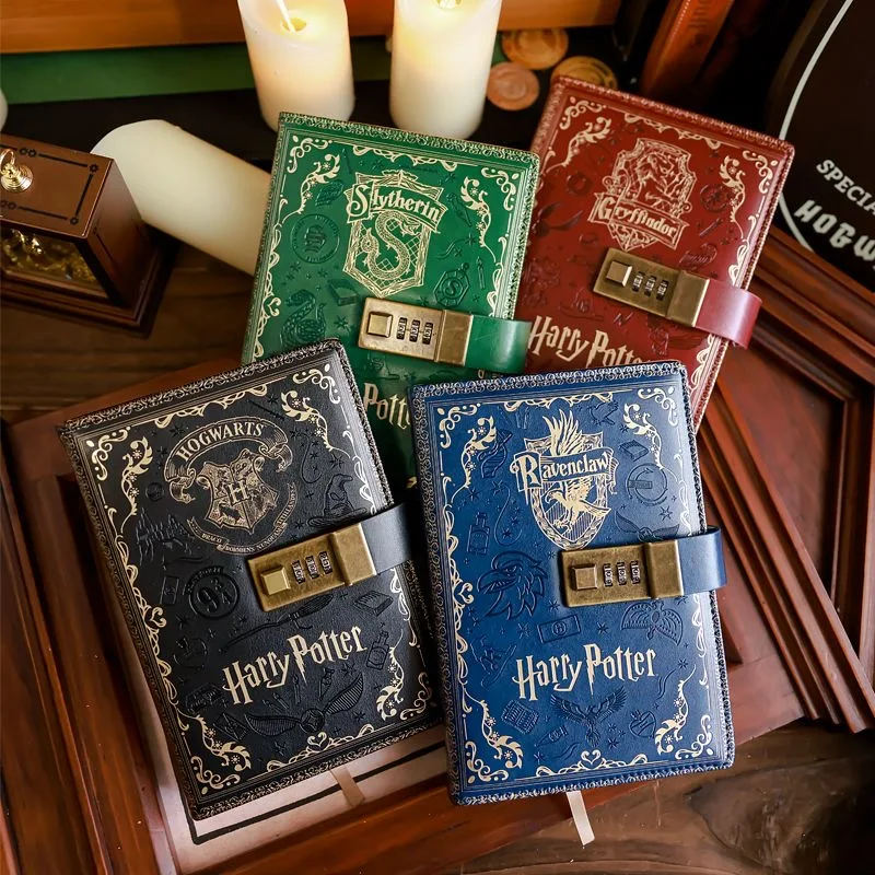 2024 New Harry Potter Four Academy Retro Password Notebook Color Page A5 Notebook Student Cartoon Log Writing Book Birthday Gift