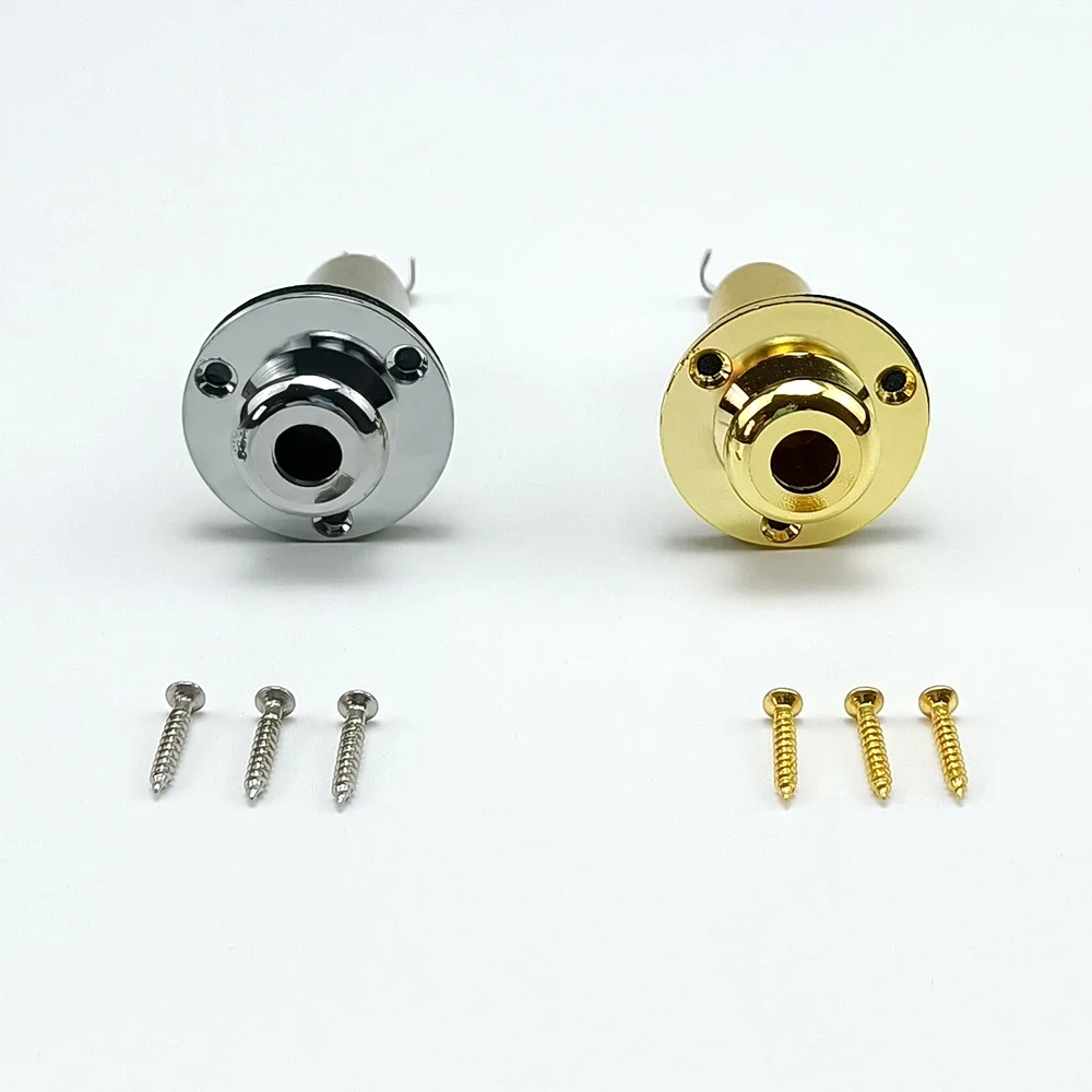 Acoustic Electric Guitar Mono End Pin Endpin Jack Socket Plug 6.35mm 1/4 Inch Copper Material with Screws Guitar Parts Accessory