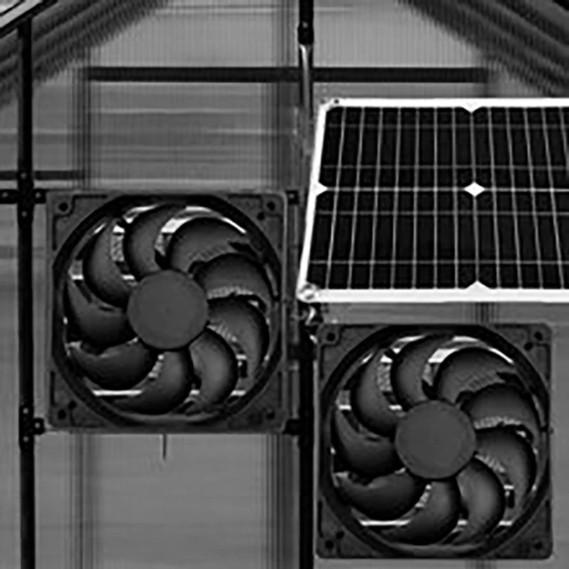 Ventilador de exaustão solar de 11 polegadas para casa de aves de estimação, estufa, telhado RV com 2 ventiladores