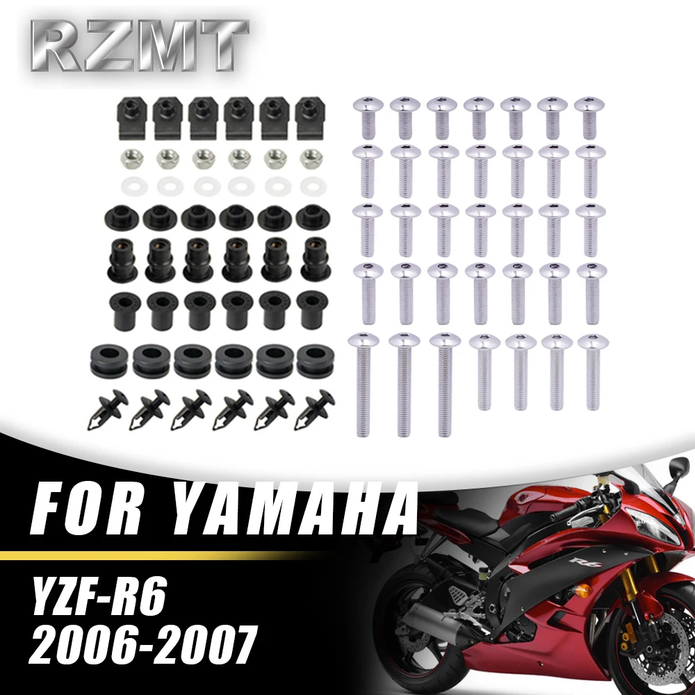 

For YAMAHA YZF-R6 2006-2007 Motorcycle Stainless Complete Bodywork Fairing Bolt Kit Screws Clip YZF R6