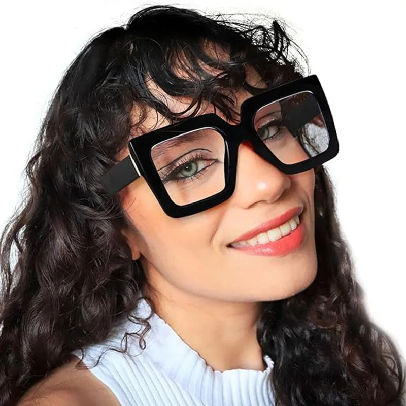 Oversized Square Eyeglass Frames Women Trendy Gradients Transparent Computer Optical Lenses Glasses Anti Blue Lens Eyewear