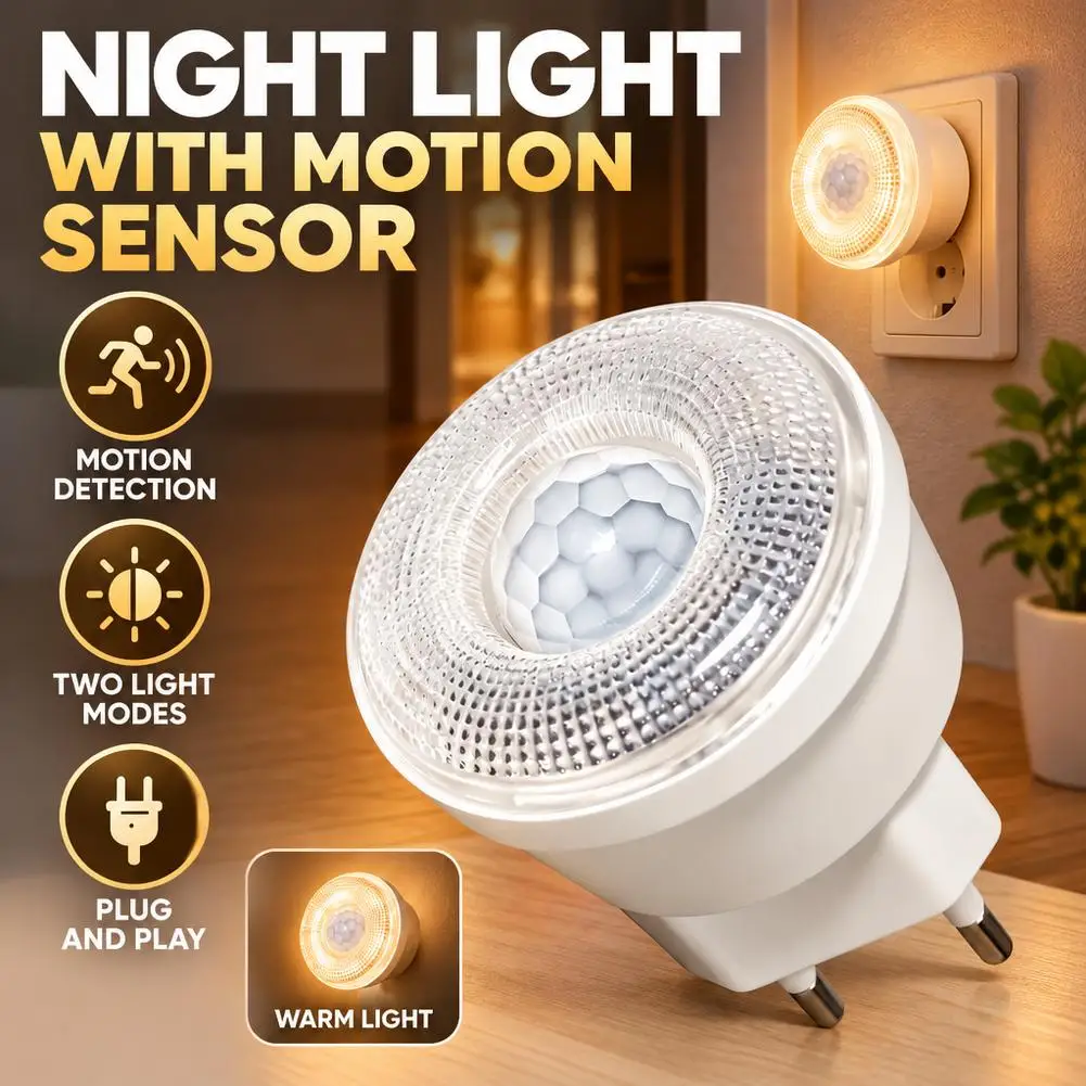 Human Body Induction Night Light Sleep Baby Feeding Eye Protection Low Light Energy-Saving Socket Corridor Induction Light ﻿