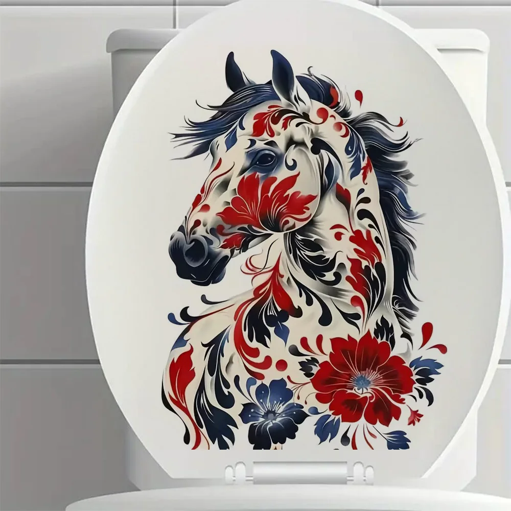 

Cute Flower Horse vinyl Decal,Car Sticker for Living Room Decoration Easy to Beautify Your Home, Used for Toilet, Car，Cabinet