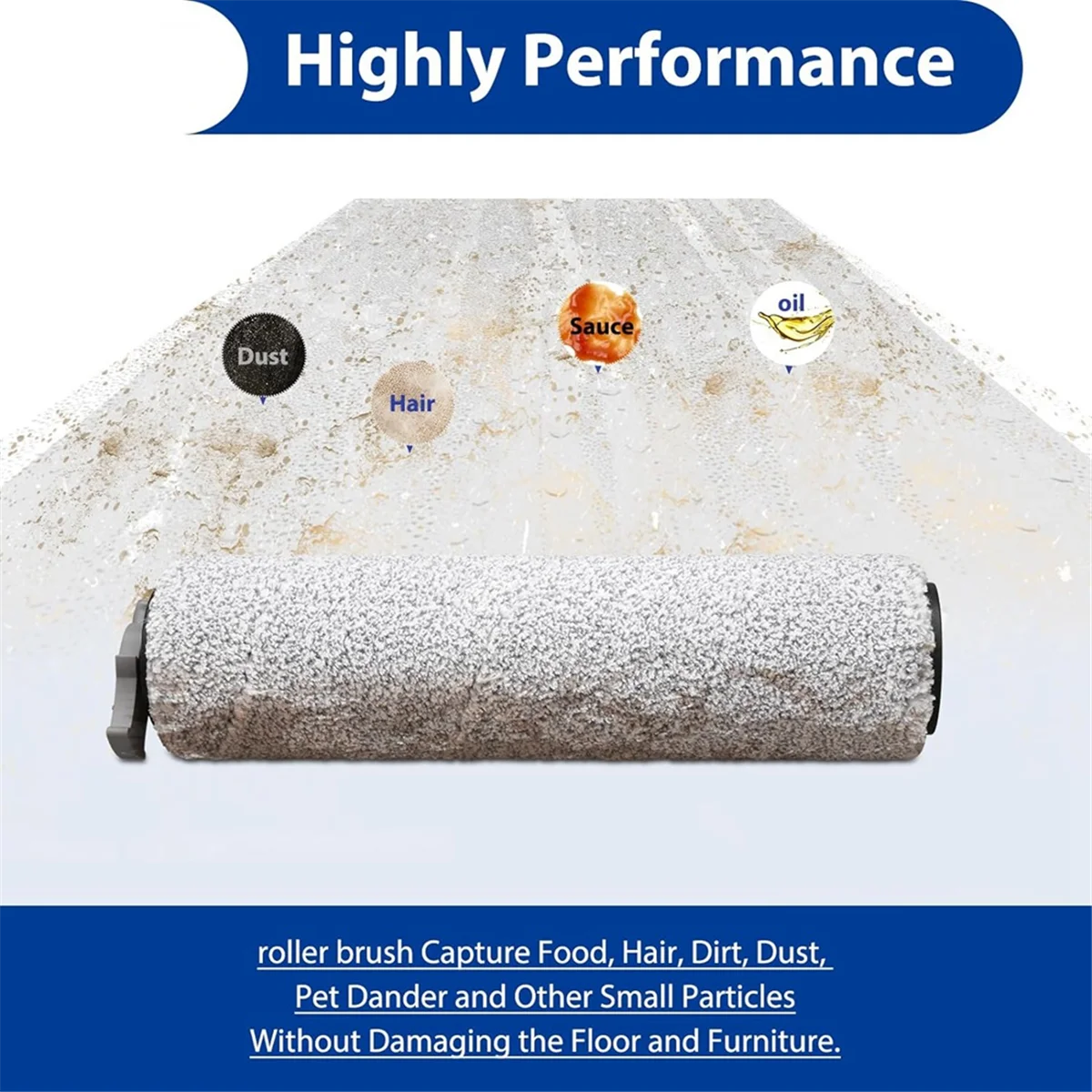 FNJK-2Pcs HF3 cepillo de rodillo apto para aspiradora inalámbrica en húmedo/seco Bissell Crosswave HF3 y fregona 3649A