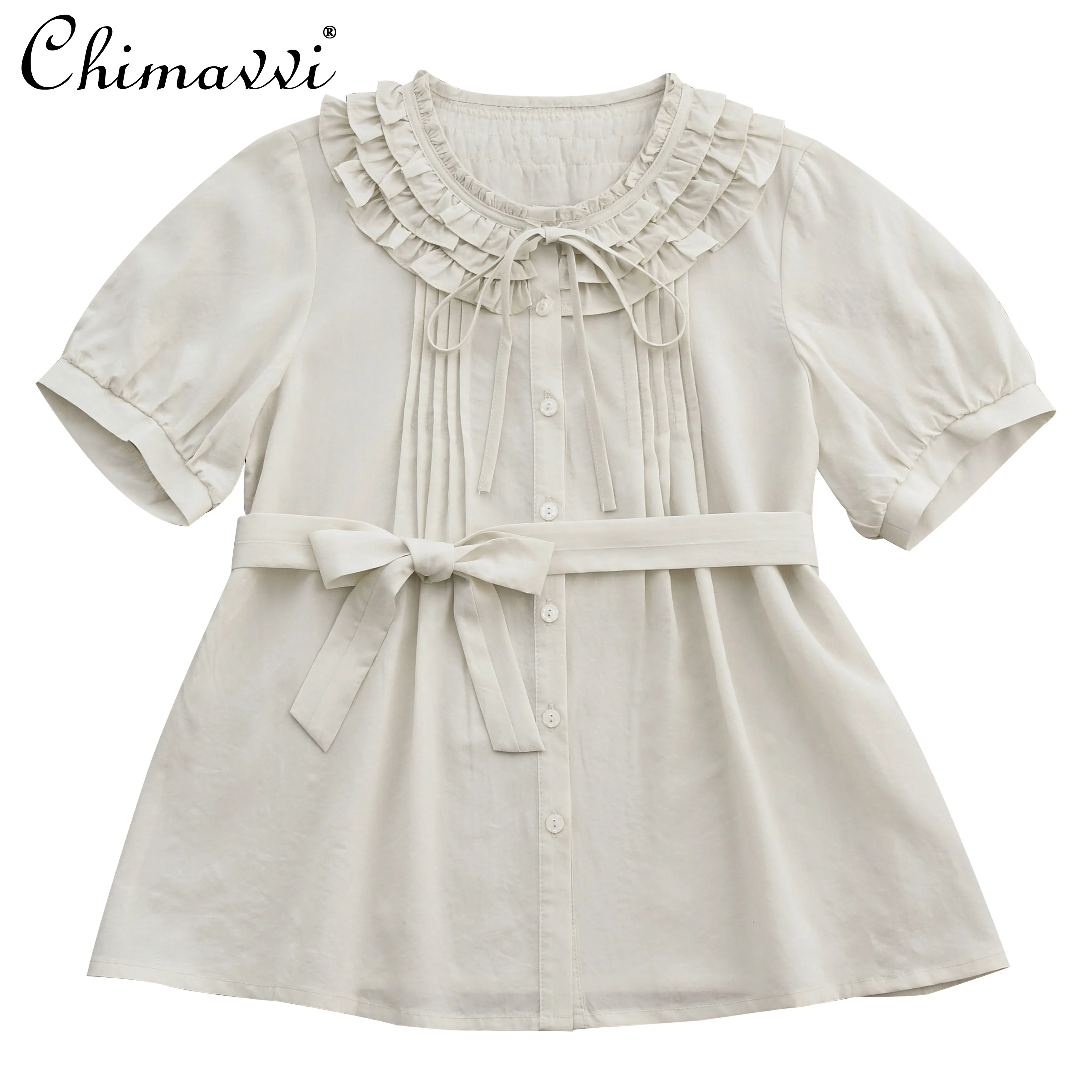 Lolita Inner Crew Neck Short-sleeved Shirt 2025 Summer Clothes New Sweet Lace Cute Loose Kawaii Elegant Inner Shirt Women Top