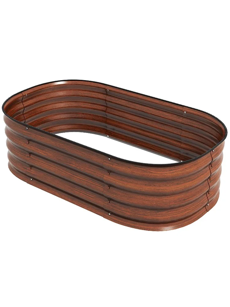 

For Outsunny Galvanized Raised Garden Bed Kit 3.4ft Metal Planter Box with Safety Edging for Vegetables Brown