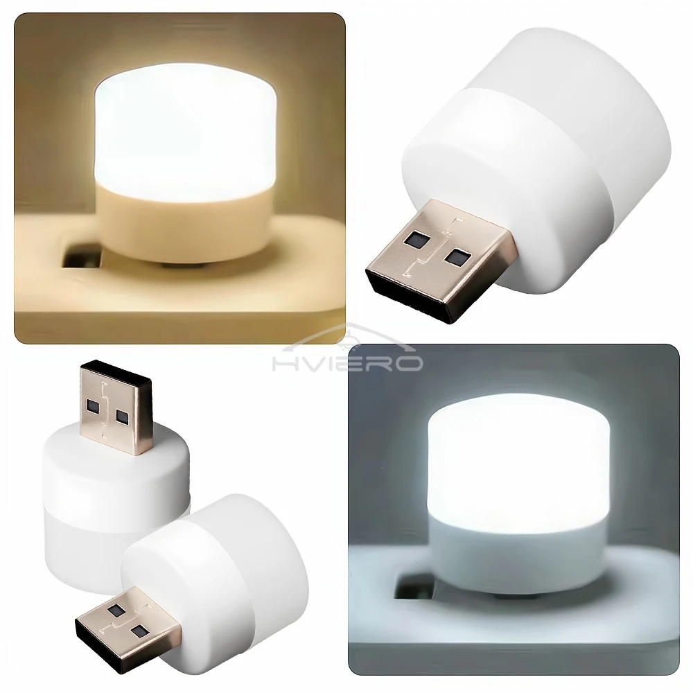 1-20Pcs Plug Lamp Warm White USB LED Super Bright Eye Protection Bulb Book Lights Computer Mobile Power Charging LED Night Light