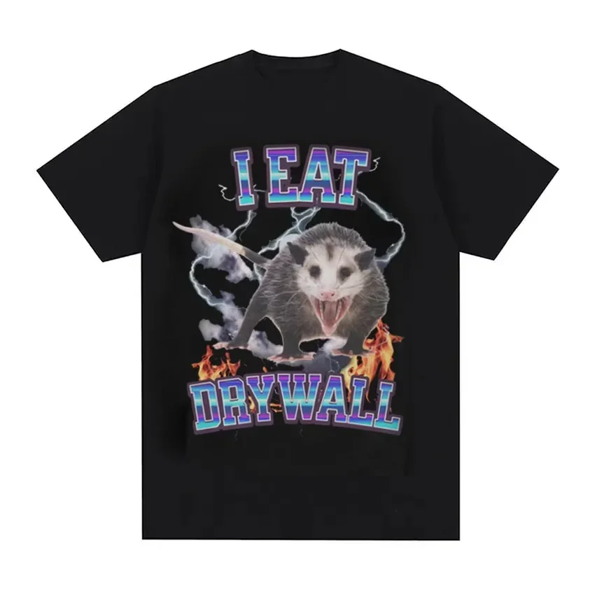 

Забавная футболка Meme I EAT DRYWALL Joke, мужская и женская одежда, топ с надписью, футболка с короткими рукавами, летняя модная повседневная хлопковая футболка большого размера y2k