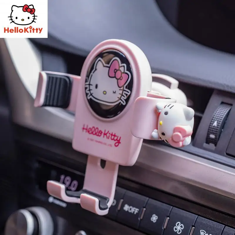 Kawaii Sanrioy2K Car Phone Holder Hellokitty Cartoon Car Air Vent Navigation Bracket Multifunctional Universal Accessories Gift