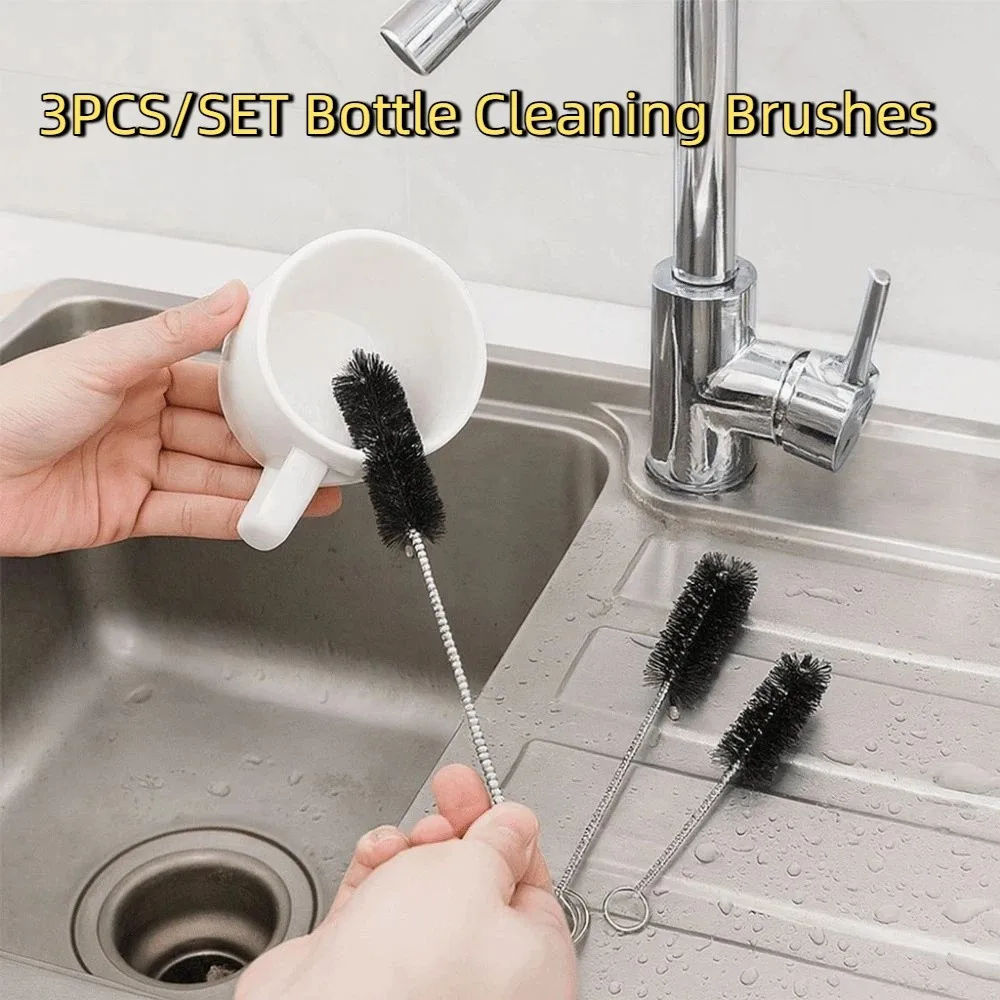 

3pcs/set Soft Hair Brush Bottle Cleaning Brushes Reusable with Hanging Hole Gap Brush Flexible Pipeline Cleaning Tools