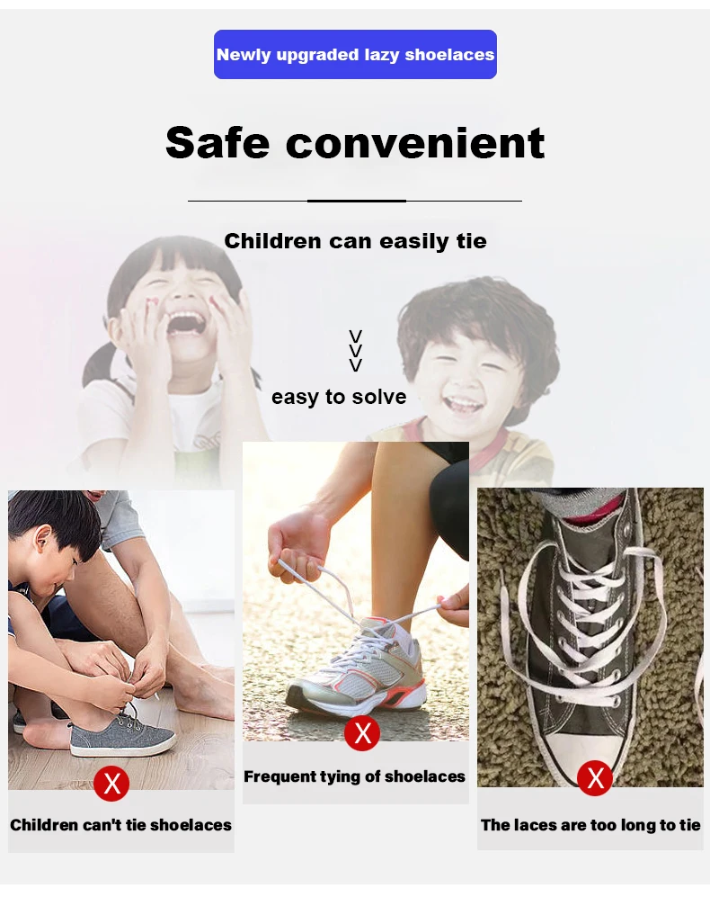 Elastische Schnürsenkel für Sneaker, flache Schnürsenkel, Freizeitschnürsenkel für den Außenbereich, schnelle und sichere Schnürsenkel für Kinder und Erwachsene, Unisex-Schnürsenkel, 1 Paar. – Detail 2
